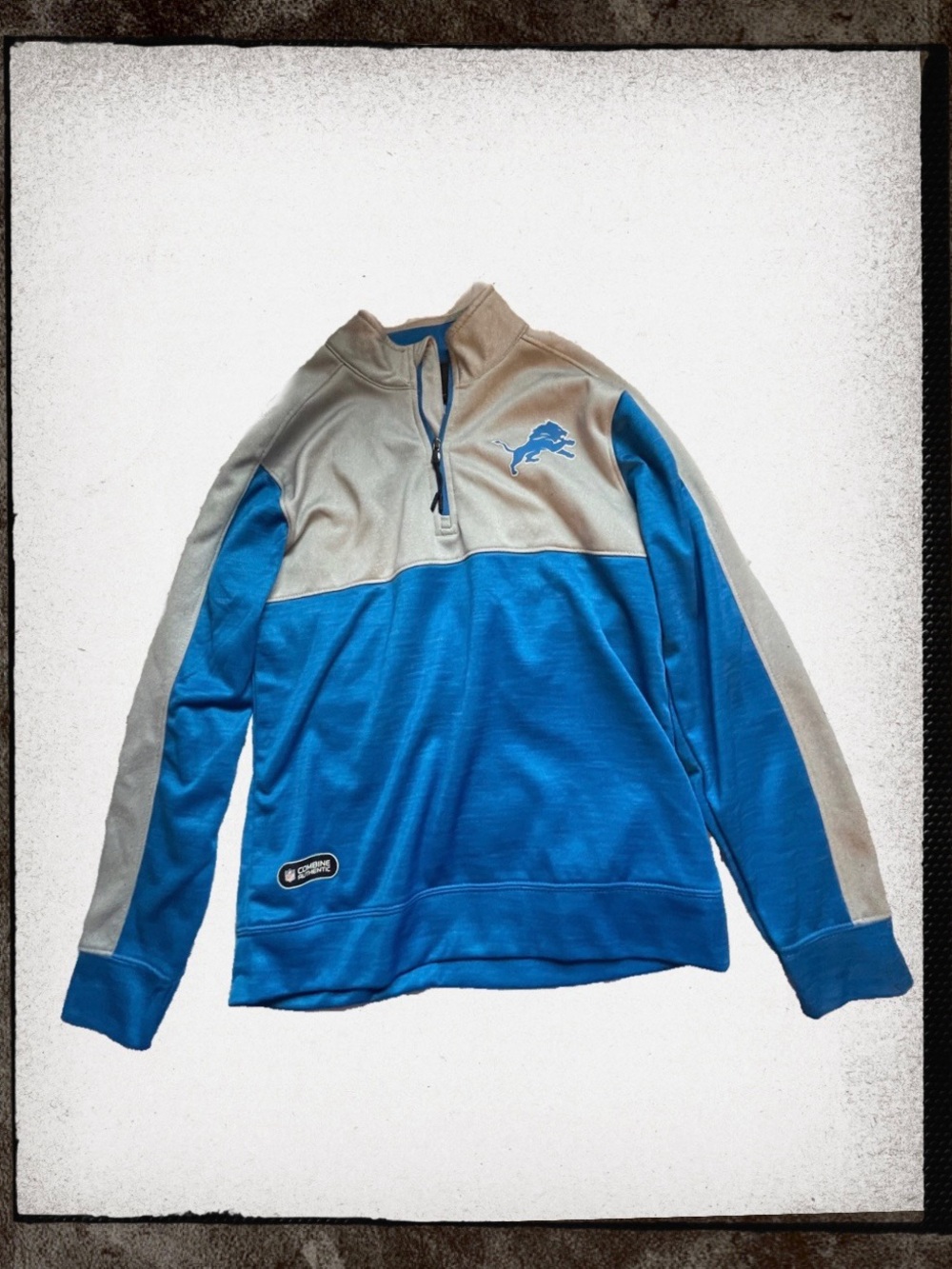 Men's Blue and Gray Quarter-Zip Pullover